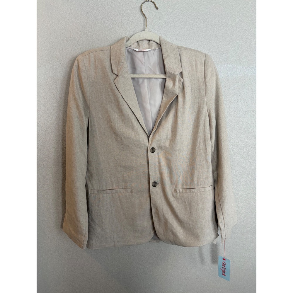 Cat & Jack Boys Tan Linen Blend Blazer Jacket Size 14 NWT Formal Wedding Dressy